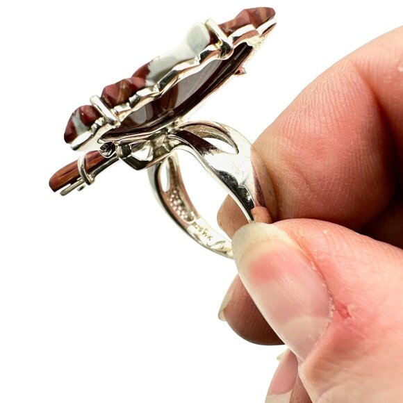 Whitney Kelly Womens Ring Sterling Silver Red Jasper Butterfly Ring Size 7 - Picture 7 of 9